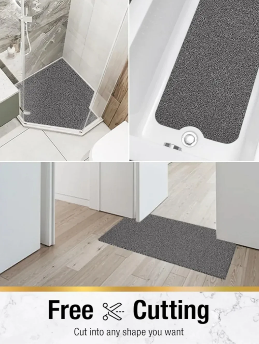 Hifslam Gray Non-Slip Bath Mat - Textured Shower & Tub Mat
